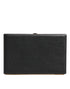 Dolce & Gabbana Black Leather Gold Frame Clutch Evening Party Purse Bag